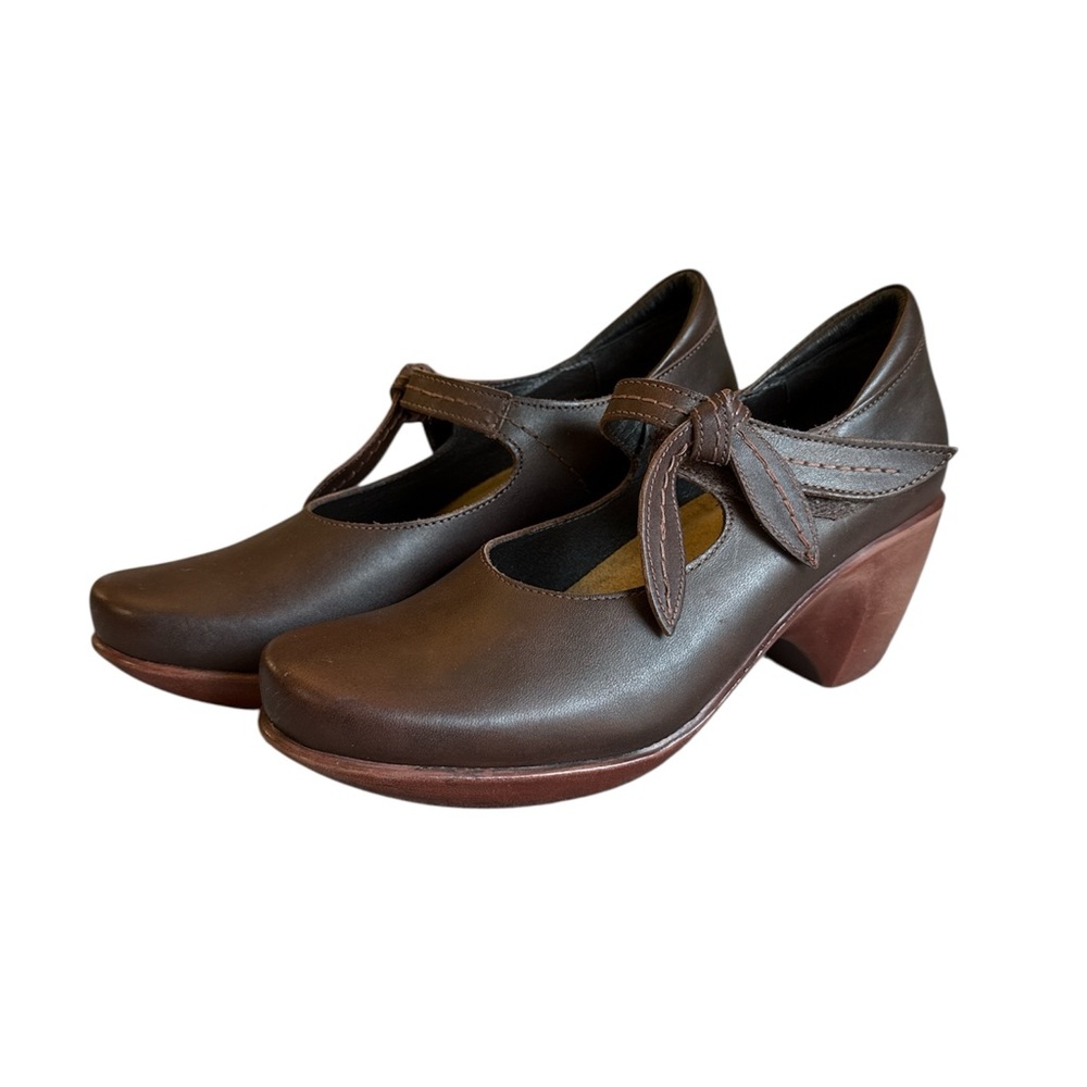 Naot Brown Leather Mary Jane Heels Womens 36 Comfort Shoes